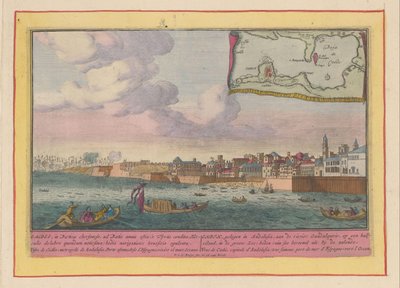 Kilátás Cadizra Cadix, Andalúziában, a Guadalquivir folyón, egy félszigeten (...) (cím az objektumon) Theatrum Hispaniae (...) (sorozat címe) alkotó: Pieter van den Berge
