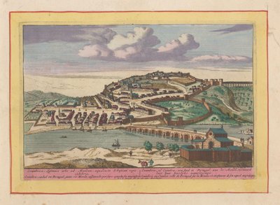 Kilátás a portugál Coimbra városára Coimbra vagy Coimbra, egy város Portugáliában, a Mondán (cím a tárgyon) Theatrum Hispaniae (...) (sorozat címe) alkotó: Pieter van den Berge