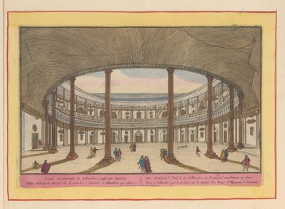 Kilátás az V. Károly palota udvarára, Granadában A királyi palota Alhambre-ben, gránát; belülről látni (cím a tárgyon) Theatrum Hispaniae (...) (sorozat címe) alkotó: Pieter van den Berge