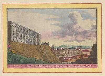 Kilátás a toledói Alcázarra és a városra A toledói királyi palota; elindította Keizer Karel de Vyfde (cím az objektumon) Theatrum Hispaniae (...) (sorozat címe) alkotó: Pieter van den Berge