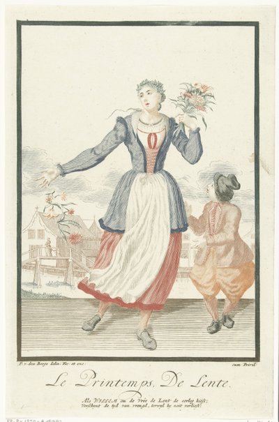 Fiatal nő egy csokor virággal Le Printemps / A tavasz (cím a tárgyon) A négy évszak (sorozat címe) alkotó: Pieter van den Berge