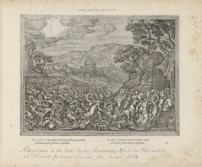 Abraham bevrijdt Lot A jó elme segítsége (cím a tárgyon) A szent jelképek és mindkét testamentum főbb története (Oude Testament) (sorozat címe) Könyvek képei és figurái (sorozat címe) alkotó: Pieter van der Borcht (I)