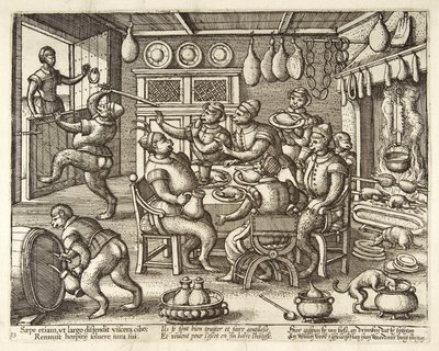 A Kövér konyha, kocsma. C. 1585 alkotó: Pieter van der Borcht