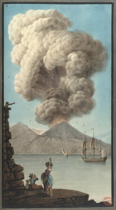 A Vezúv reggeli kitörése a Campi Flegreiből. Észrevételek a két Szicília vulkánjairól...” Sir William Hamilton alkotó: Pietro (after) Fabris