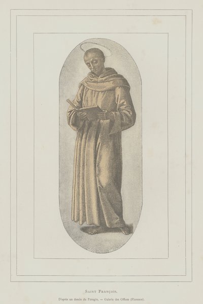 Assisi Szent Ferenc (litho) alkotó: Pietro (after) Perugino