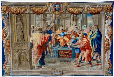Tizenhetedik századi kárpit, amely Elima varázsló megvakítását ábrázolja alkotó: Pietro 1579 1669 Fevère