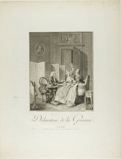 Terhesség bejelentése, a Monument du Costume Physique et Moral de la fin du Dix-huitième siècle-ból alkotó: Pietro Antonio Martini