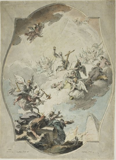 A hit legyőzi az eretnekséget (recto); Nyomkövetés a hit legyőzése után az eretnekségről (verso) alkotó: Pietro Antonio Novelli