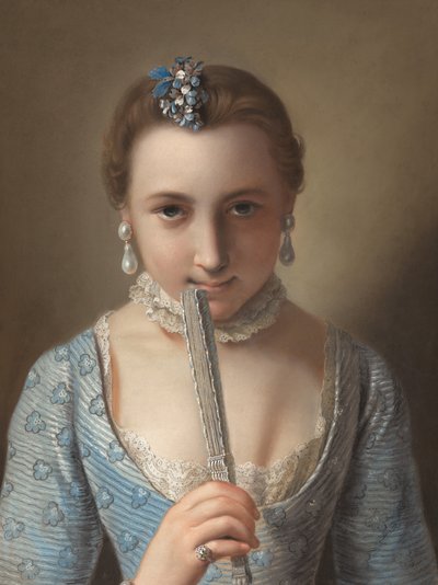 Fiatal nő egy ventilátorral alkotó: Pietro Antonio Rotari