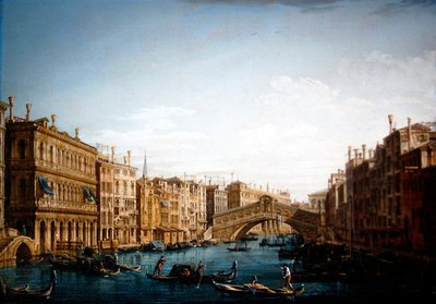 A Canal Grande északra néz a Rialto híd felé (olaj, vászon) alkotó: Pietro Bellotti