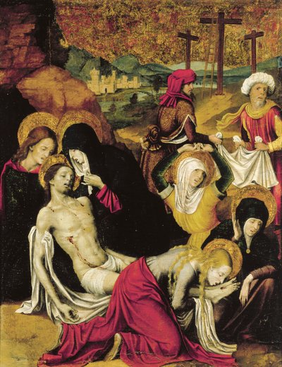 Krisztus lerakódása, avagy Tangeri Pieta, Pietro Cavaro (aktív 1508-1538), tempera a panelen alkotó: Pietro Cavaro