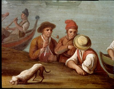 Bankett jelenet Posillipo-ban (Pausilippe) Nápoly Részlet a halászokról - Bankett Posillipo-ban - Részlet a halászokról - Pietro Fabris festménye 18. századi Museo Nazionale di San Martino Nápoly alkotó: Pietro Fabris