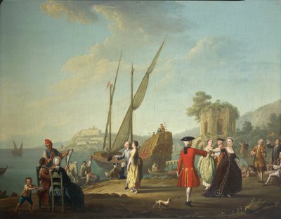 Menüett Baia-ban, ma Bacoli (Nápoly) része, a Campi Flegrei területén, Pietro Fabris alkotó: Pietro Fabris