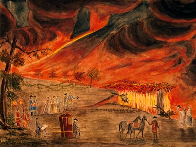 A szicíliai királyiak a Vezúvhoz látogattak az 1771. május 11-i kitörés során, Pietro Fabris (1740-1792), Olaszország alkotó: Pietro Fabris