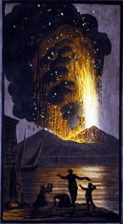 A kitörő vesuvius. Ezt a gouache-t Pierre Fabris készítette Sir William Hamilton nápolyi angol nagykövet kérésére.Bibl. Braidense, Milánó. alkotó: Pietro Fabris