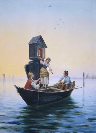 Egy velencei szentély látogatása, alkotó: Pietro Gabrini