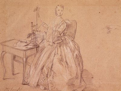 Egy nő forog (kréta és fehér kréta papíron) alkotó: Pietro Longhi