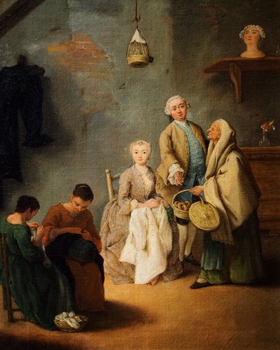Hímzőműhely, Pietro Longhi (1701-1785) alkotó: Pietro Longhi