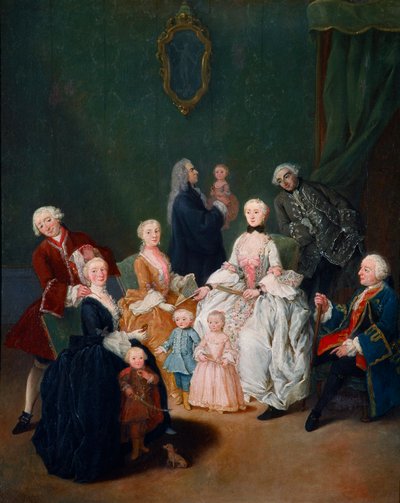 Családi portré. Pietro Longhi (1702-1785) festménye 1752 kb. Nap. 62x50 cm Velence, Ca