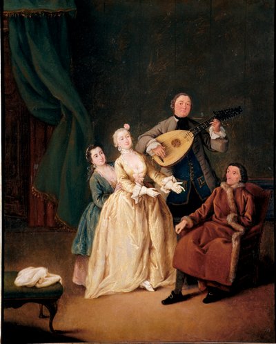 Pietro Longhi (1702-1785) családi koncertfestménye 1752 Dim. 62x51 cm Ca 