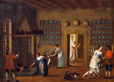 A konyha a villában, a Pietro Longhi iskolából alkotó: Pietro Longhi