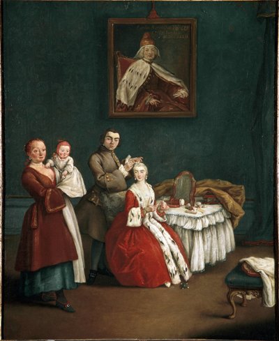 A fodrász (The hairdresser) Pietro Longhi (1701-1785) festménye 1760 Méret: 63x51 cm Velence, Ca 