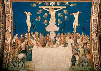 Pietro Lorenzetti keresztrefeszítési freskója (1280/5 1348 körül) 1335-1340 San Francesco-bazilika, Alsótemplom, Assisi alkotó: Pietro Lorenzetti