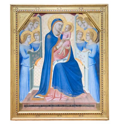 Madonna és Gyermek nyolc angyallal trónol alkotó: Pietro Lorenzetti