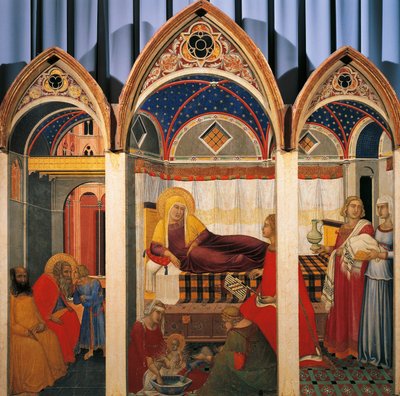 Szűzanya születésének triptichonja alkotó: Pietro Lorenzetti