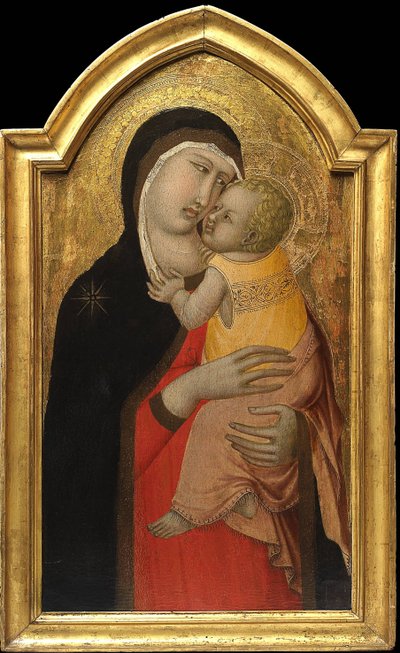 Szűz és gyermek par Lorenzetti, Pietro (kb. 1300-kb. 1348). Tempera panelen,, Magángyűjtemény alkotó: Pietro Lorenzetti