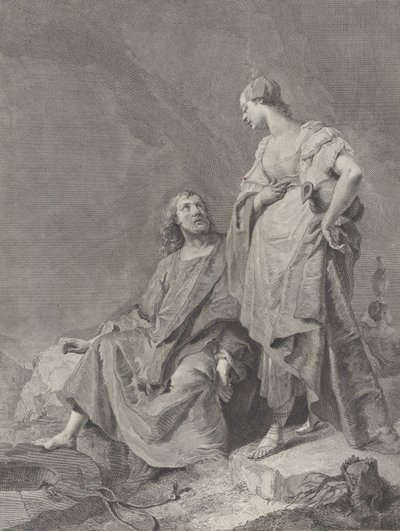 Krisztus és a szamáriai asszony a kútnál, a szentség 112 lenyomatát tartalmazó sorozatból..., 1743-63 alkotó: Pietro Monaco