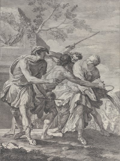 Mózes Jethro leányai védelmében, 1732-50. alkotó: Pietro Monaco