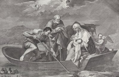 Repülés Egyiptomba, a Szent Családdal egy csónakban, 1730-50. alkotó: Pietro Monaco