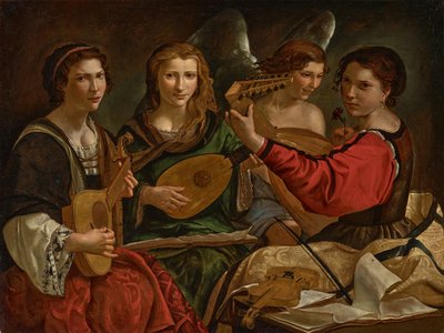 Lantosok és egy angyal (olaj, vászon) alkotó: Pietro Paolini