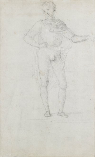Tanulmány egy alakhoz a mágusok imádásában (fekete kréta) alkotó: Pietro Perugino