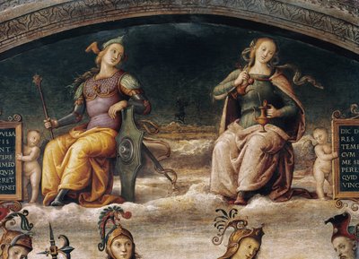 Kitartás és mértékletesség, részlet (freskó alkotó: Pietro Perugino