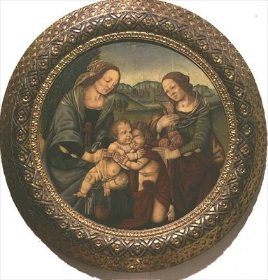 Madonna és gyermek Szent Erzsébettel és Keresztelő Szent János csecsemővel (panel) alkotó: Pietro Perugino