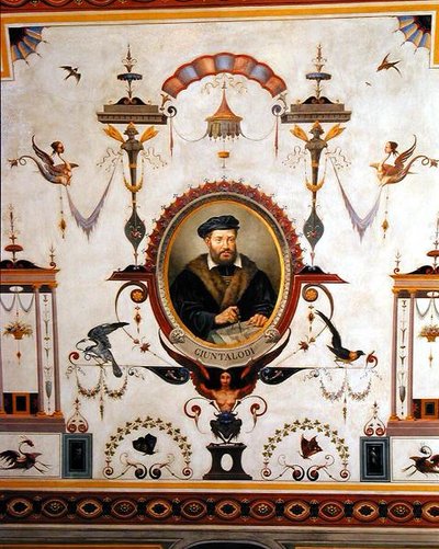 Giuntalodi portréja, részlet a Sala del Sindaco mennyezetéről alkotó: Pietro Pezzati