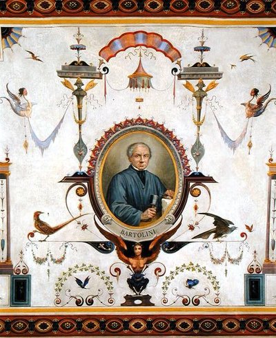 Lorenzo Bartolini (1777-1850) portréja, részlet a Sala del Sindaco mennyezetéről alkotó: Pietro Pezzati