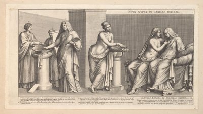Aldobrandin esküvő (bal oldali rész) Nova nupta in geniali thalamo (cím a tárgyon) alkotó: Pietro Sante Bartoli
