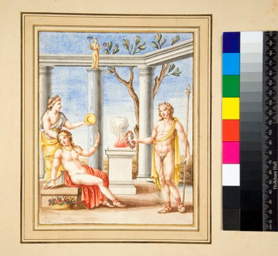 Áldozati jelenet (fekete kréta, némelyik tollal és barna tintával. Akvarellel színezett) alkotó: Pietro Santi Bartoli