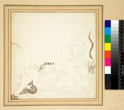 A Carciofolo mozaikburkolat hiányos rajza (ceruza) alkotó: Pietro Santi Bartoli