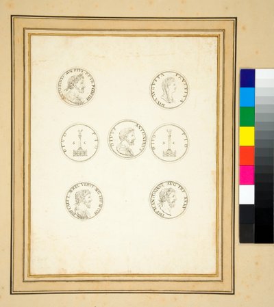 Antoninus Pius oszlopát ábrázoló érmék (tinta) alkotó: Pietro Santi Bartoli
