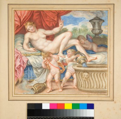 Fekvő Danae a bemutatott Ámorokkal alkotó: Pietro Santi Bartoli