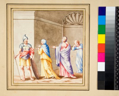 Az úgynevezett Coriolanus (fekete kréta, némelyik tollal és barna tintával. Akvarellel színezett) alkotó: Pietro Santi Bartoli