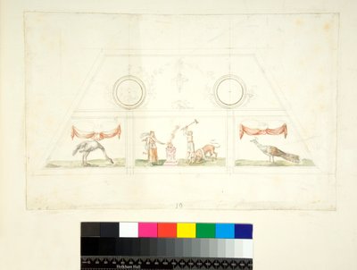 A Villa Madama boltozata (fekete kréta, némelyik tollal és barna tintával. Akvarellel színezve) alkotó: Pietro Santi Bartoli