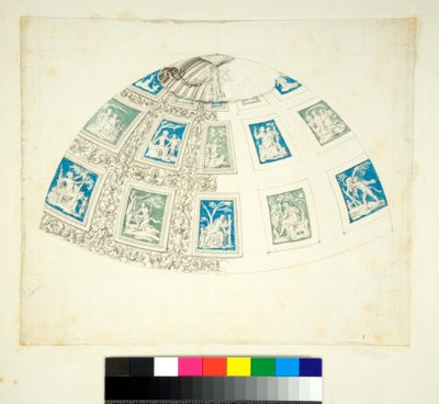 A Villa Madama boltozata (fekete kréta, némelyik tollal és barna tintával. Akvarellel színezve) alkotó: Pietro Santi Bartoli