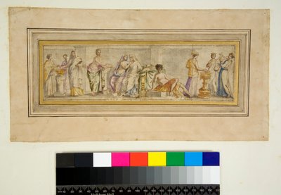 A Villa Madama boltozata (fekete kréta, némelyik tollal és barna tintával. Akvarellel színezve) alkotó: Pietro Santi Bartoli