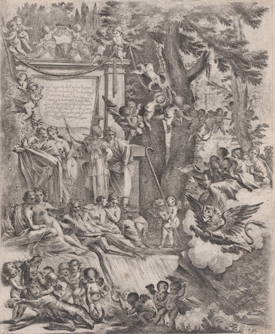 Allegória Franciotti bíboros luccai püspökké érkezésének tiszteletére, 1637. alkotó: Pietro Testa