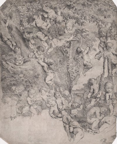 Vénusz kertje, a bal felső sarok bizonyítéka, kb. 1631-37. alkotó: Pietro Testa